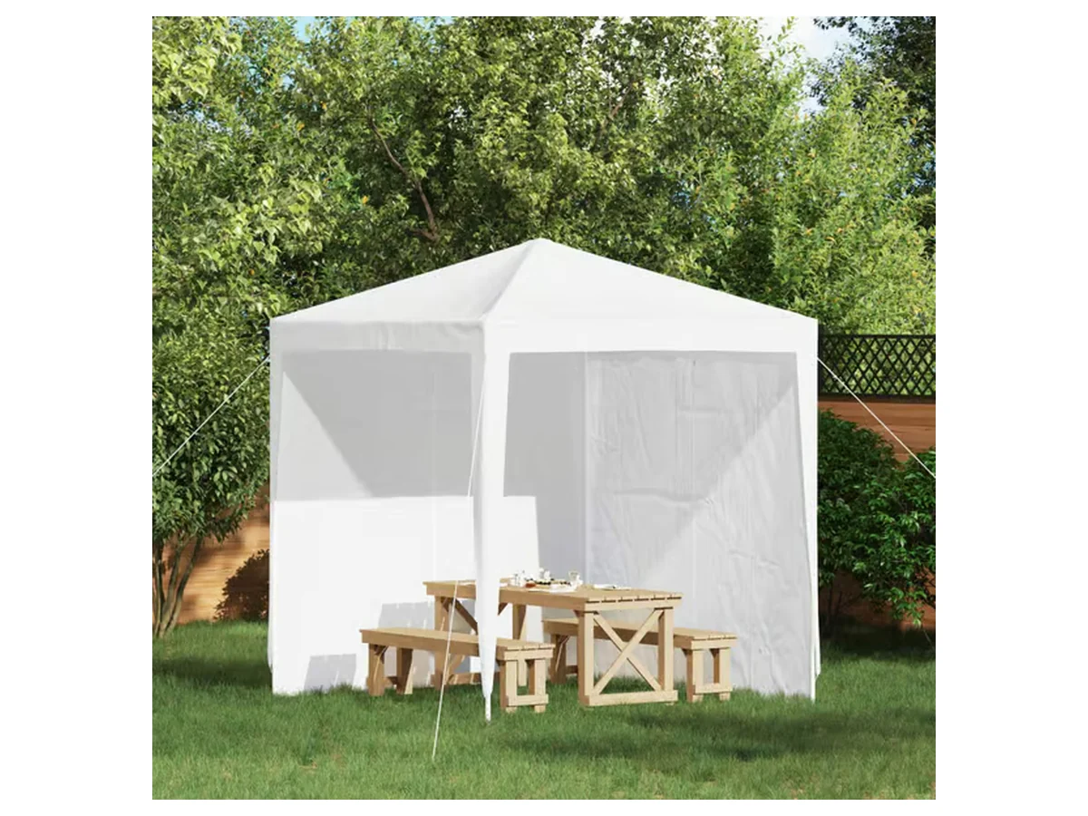 Partytältvägg 2 pcs Vit 200 x 195 cm PE och stål