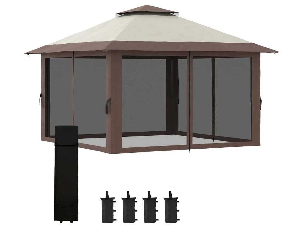 Paviljong 4 nätväggar 4x4x3 m beige